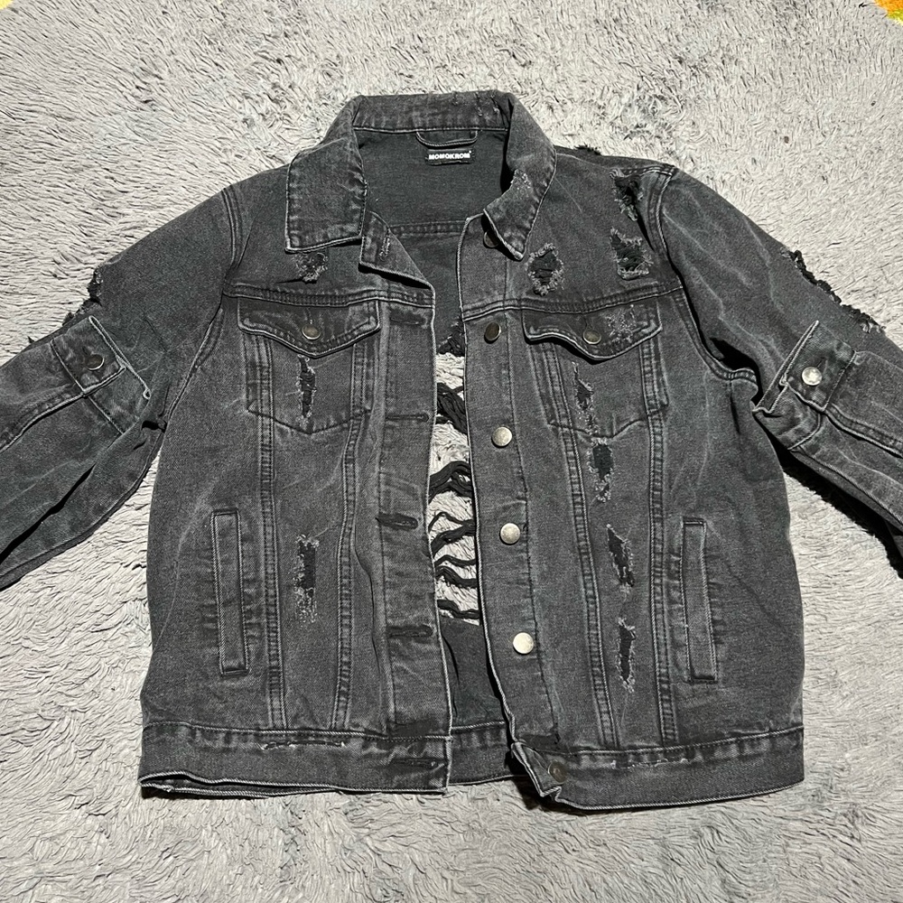 Black Denim Distressed Jacket